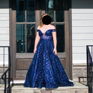 Dave&Johnny 2023 Navy Prom Dress